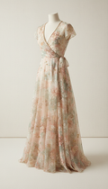 Vestido Envolvente Organza Floral ALMIREA
