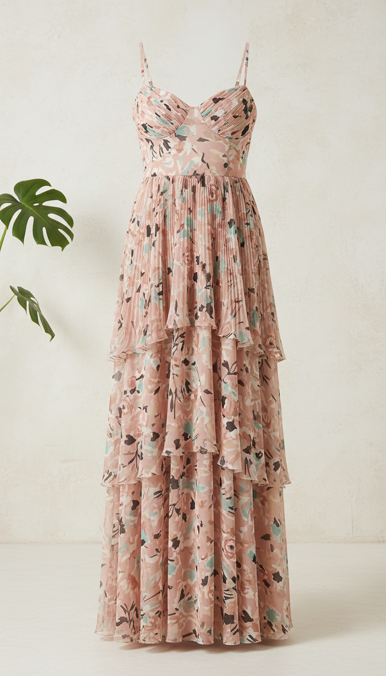 Vestido Maxi Cascada Rosa ALMIREA